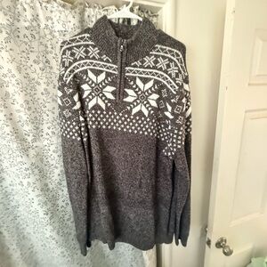 croft & barrow Gray Zip-Up Fair Isle Sweater